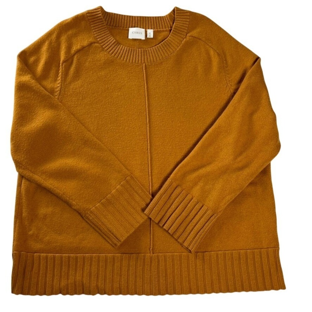 Cyrus Mustard Knit Pullover Sweater XL Minimalist Quiet Luxury